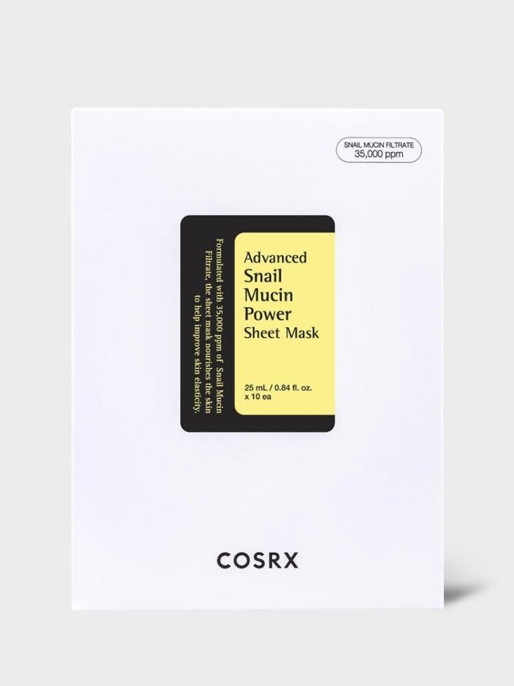 Cosrx-Advanced Snail Mucin Power Essence Sheet Mask-10Ea cosrx hydrium triple hyaluronic water wave sheet mask 1 sheet mask 0 67 fl oz 20 ml