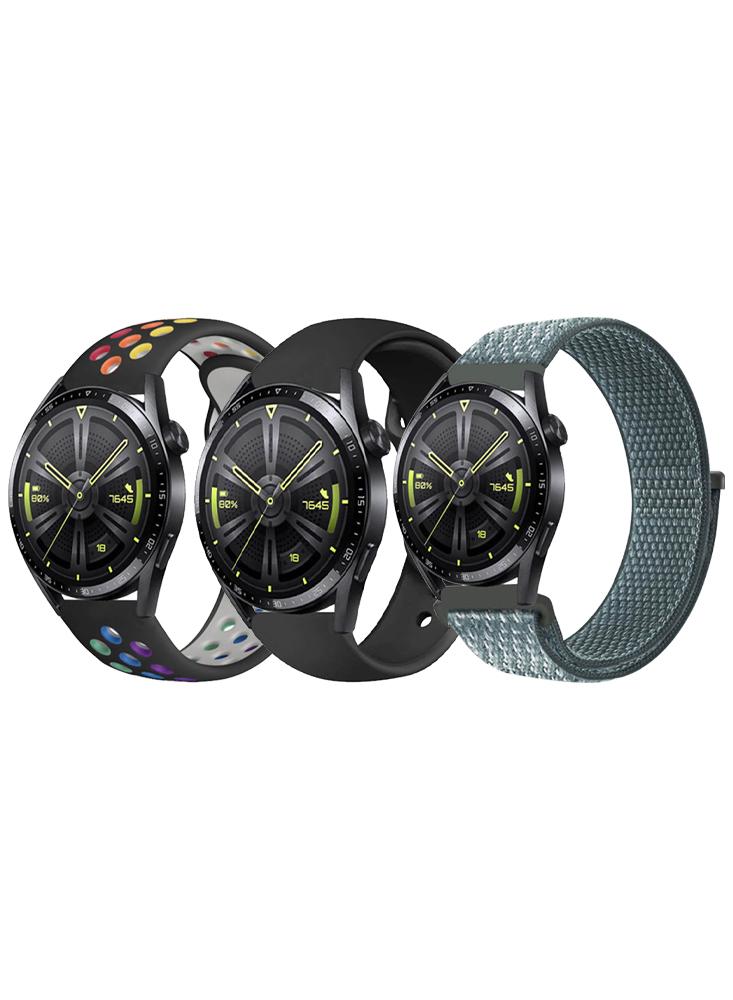 3pcs Watchband Bundle Compatible with all Samsung, Huawei, Amazfit, Fitbit and Honor with 22mm band size цена и фото