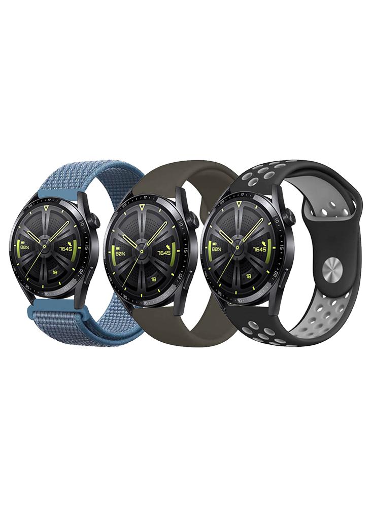 3pcs Watchband Bundle Compatible with all Samsung, Huawei, Amazfit, Fitbit and Honor with 22mm band size