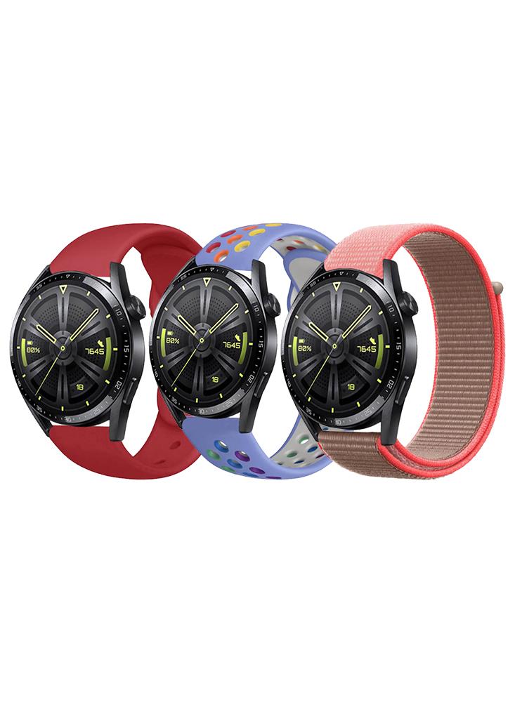 3pcs Watchband Bundle Compatible with all Samsung, Huawei, Amazfit, Fitbit and Honor with 22mm band size incerun american style fashion new men s solid all match pantalons male comfortable hot sale trousers pleated long skirts s 5xl