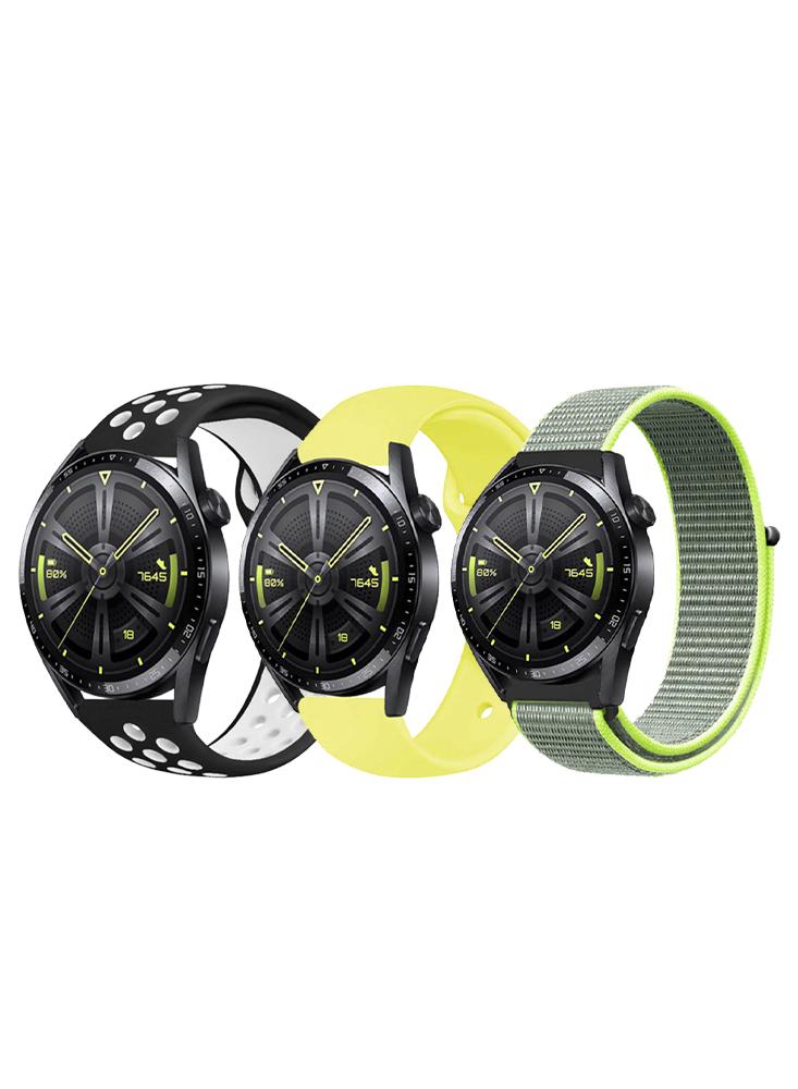 3pcs Watchband Bundle Compatible with all Samsung, Huawei, Amazfit, Fitbit and Honor with 22mm band size fashion unisex calf leather watch strap 18mm 19mm 20mm 22mm 24mm 26mm watch bands for tissot samsung amazfit watchband bracelet