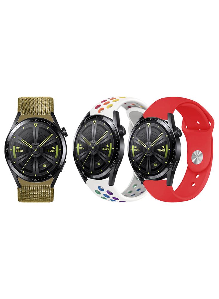 3pcs Watchband Bundle Compatible with all Samsung, Huawei, Amazfit, Fitbit and Honor with 22mm band size