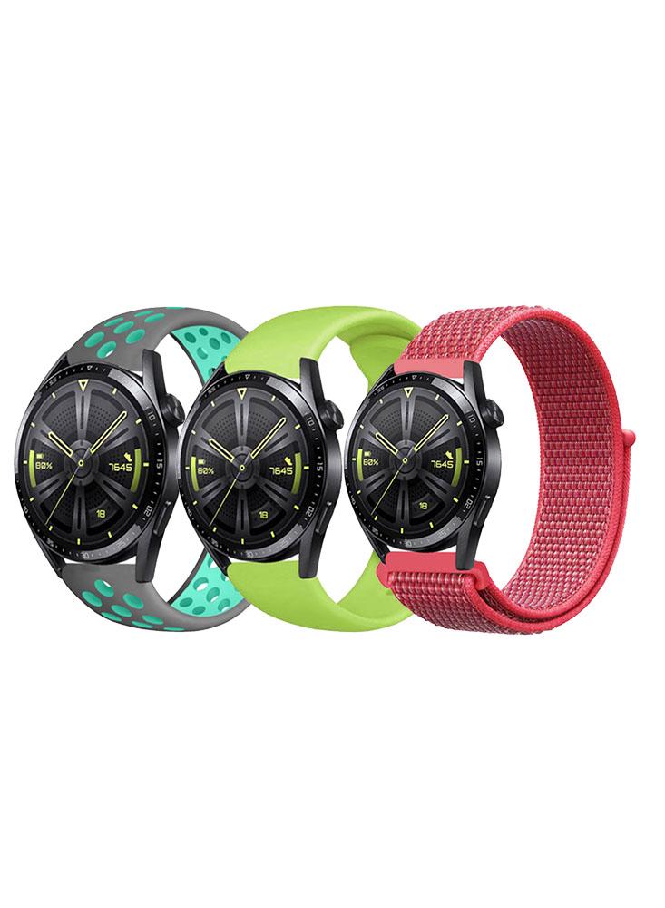 3pcs Watchband Bundle Compatible with all Samsung, Huawei, Amazfit, Fitbit and Honor with 22mm band size