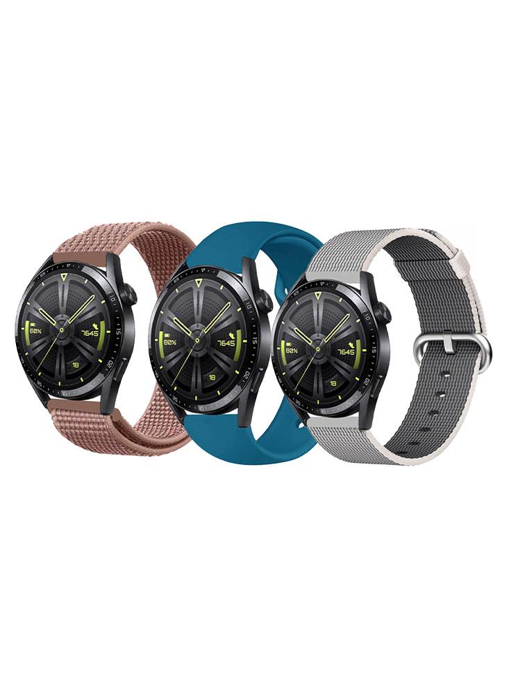 3pcs Watchband Bundle Compatible with all Samsung, Huawei, Amazfit, Fitbit and Honor with 22mm band size