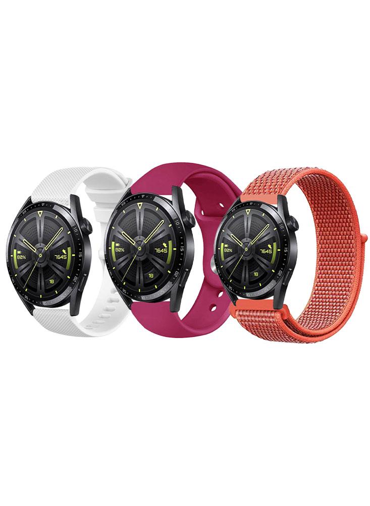 3pcs Watchband Bundle Compatible with all Samsung, Huawei, Amazfit, Fitbit and Honor with 22mm band size fashion unisex calf leather watch strap 18mm 19mm 20mm 22mm 24mm 26mm watch bands for tissot samsung amazfit watchband bracelet