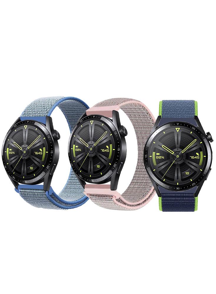 3pcs Watchband Bundle Compatible with all Samsung, Huawei, Amazfit, Fitbit and Honor with 22mm band size