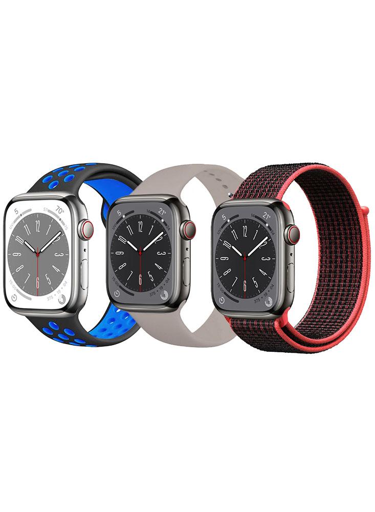 3pcs Watchband Replacement for Apple Watch 41/40/38mm Series 9/8/7/6/5/4/SE ladies autumn new style korean fashion retro leisure all match t shirt with high collar stripe printing long sleeves