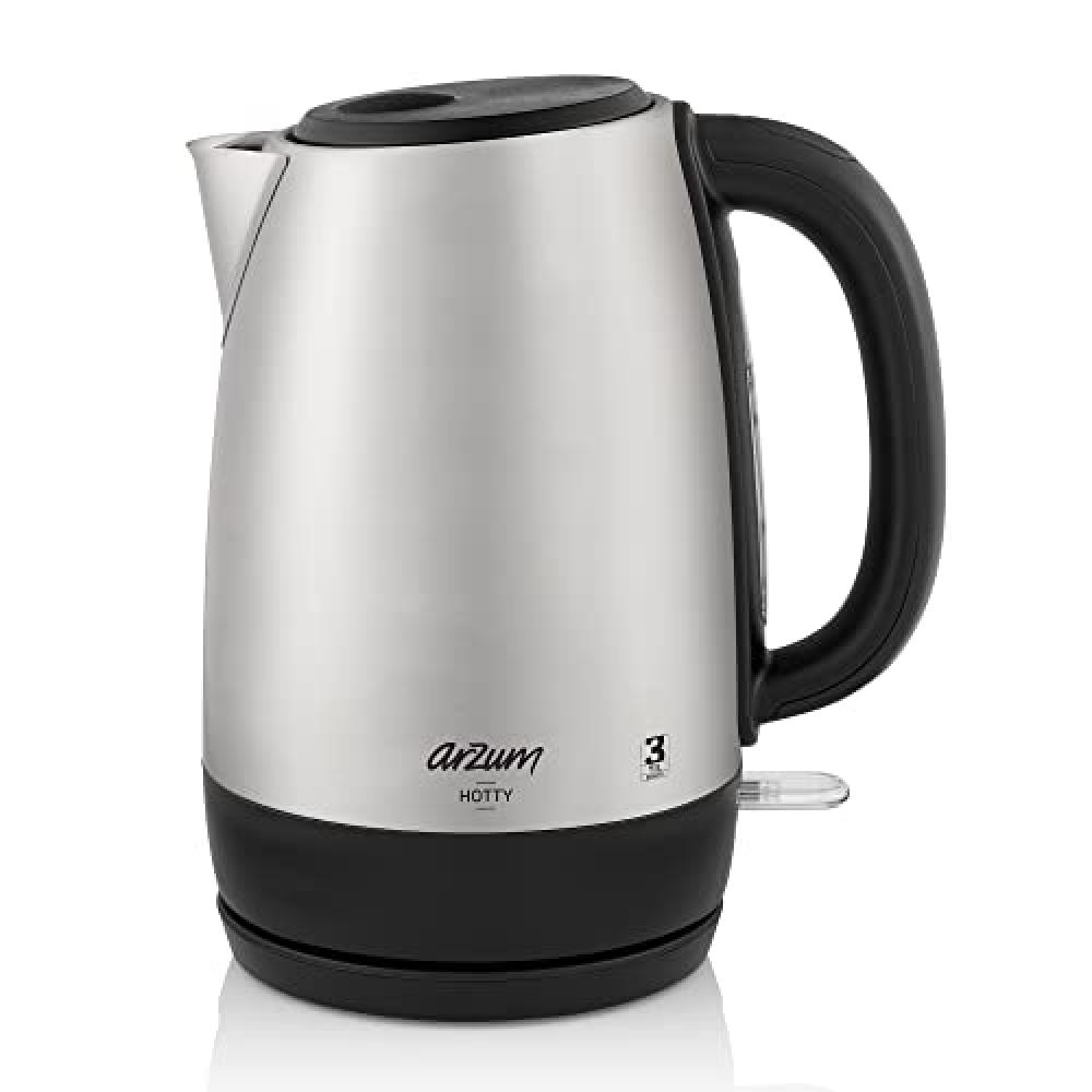 Arzum 1,7 Liter Electric Kettel 2200 Watts Stainless Stell Silver Color Model - AR3074 350ml car heating cup 12v 24v portable heating water kettle intelligent heating adjustable water mug heated coffee tea milk cup