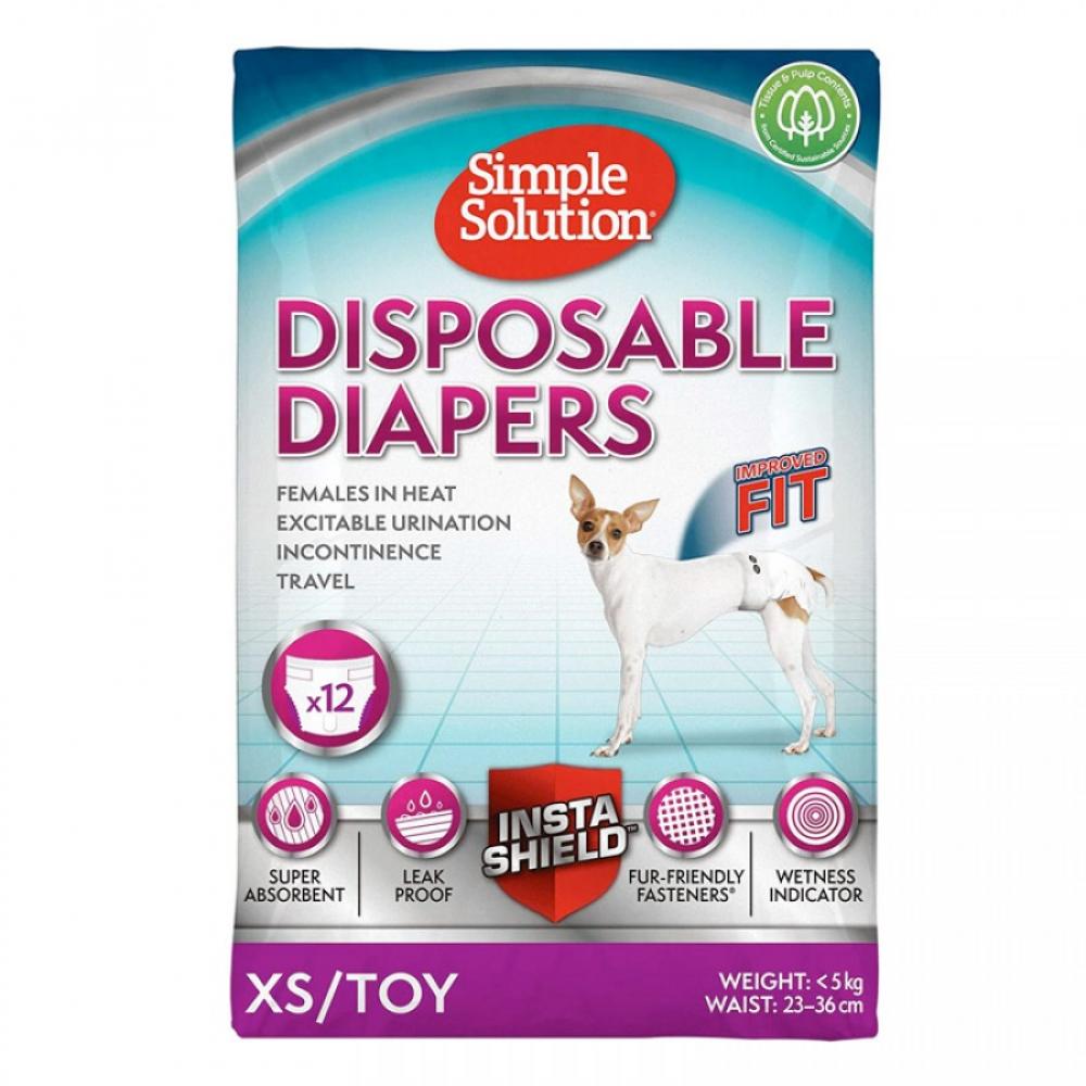 SIMPLE SOLUTION Disposable Diapers - 12pcs - XS reusable diapers for dog urine water absorbency diaper sleeping bed for small dog pet dog absorbent mat puppy training pad