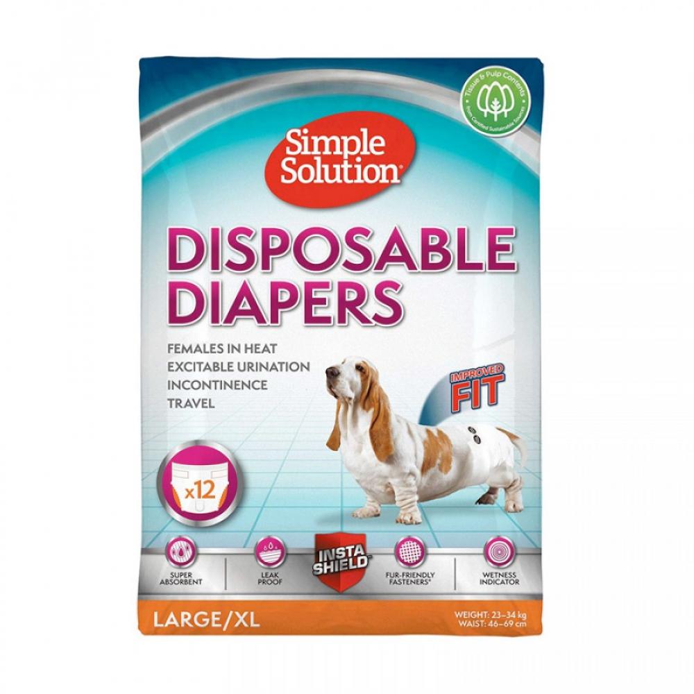 Simple Solution Disposable Diapers - 12pcs - L\/XL simple solution hard floor stain