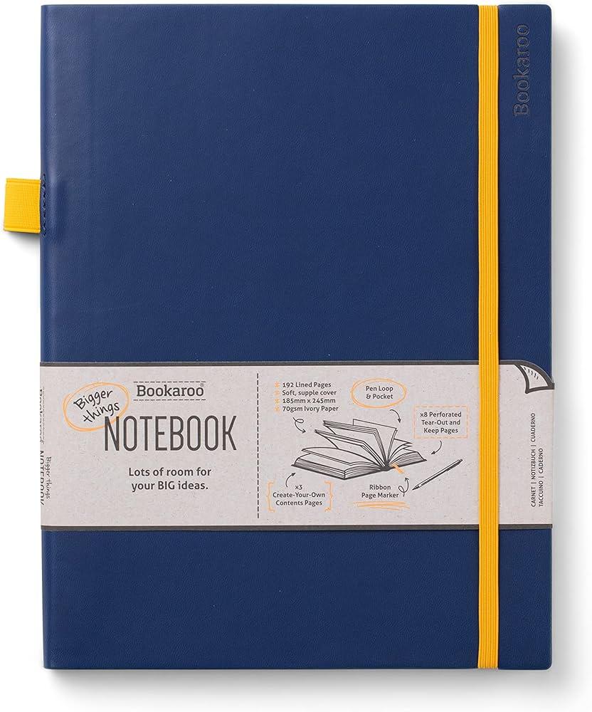 Bookaroo Bigger Things Notebook Journal - Navy leather notebook top leather retro travel notebook handmade loose leaf notebook custom passport