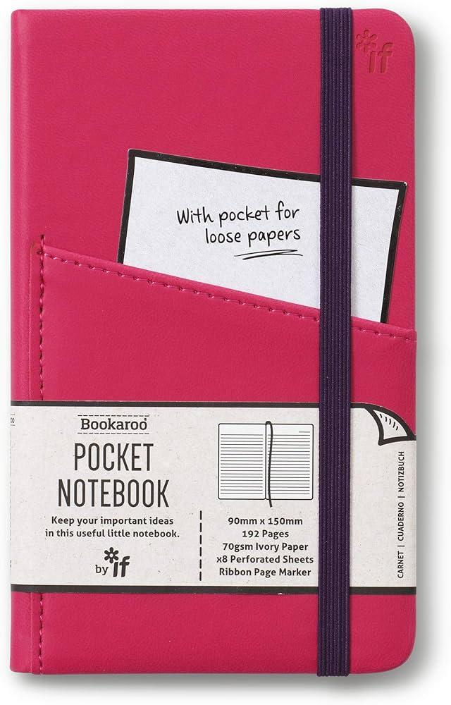 Bookaroo POCKET Notebook (A6) JOURNAL - HOT PINK agenda 2022 planner organizer b5 a5 a6 notebook and journal office diary notepad soft sketchbook daily plan stationery note book