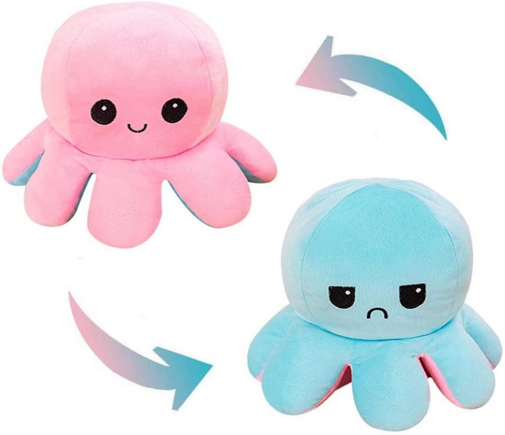 AKOD / Plush toy, Octopus, stuffed, blue, pink цена и фото