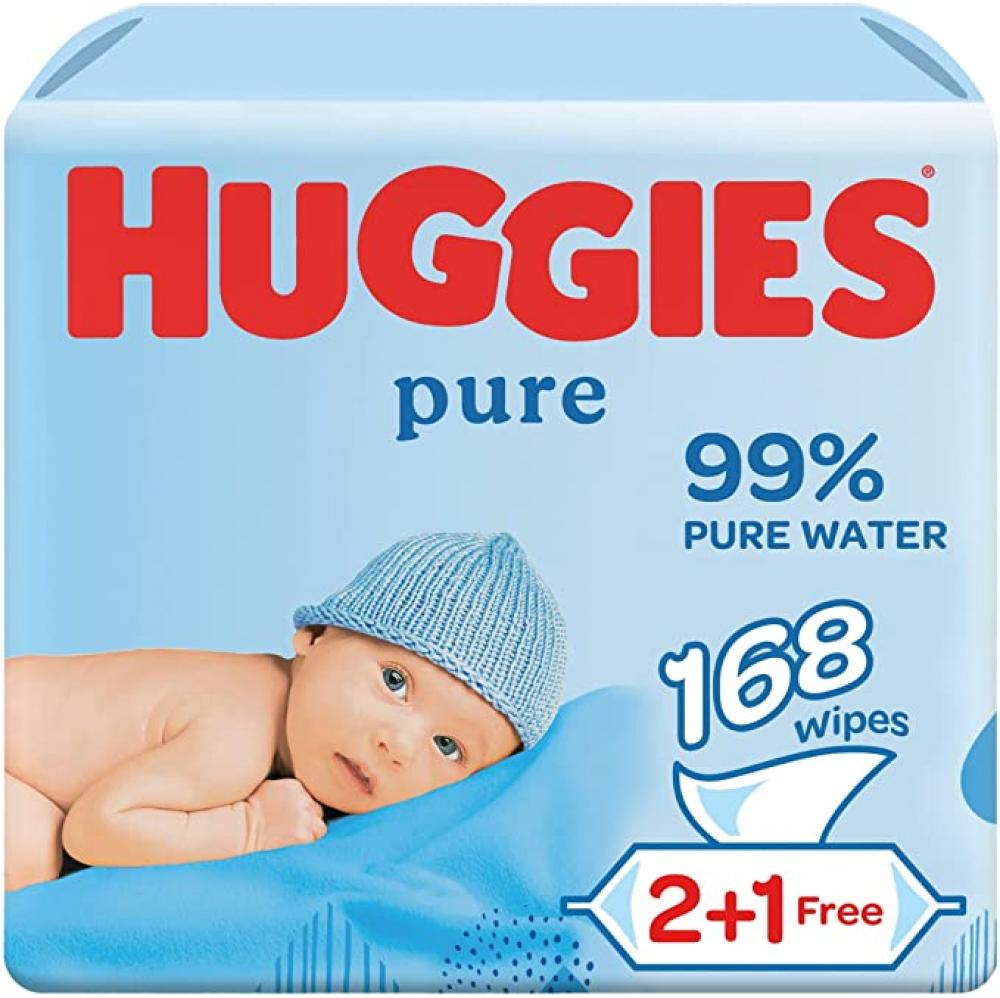 Huggies / Baby wipes, Pure, 2+1, 56x3 waterwipes baby wipes biodegradable pack of 4 x 60 240 wipes