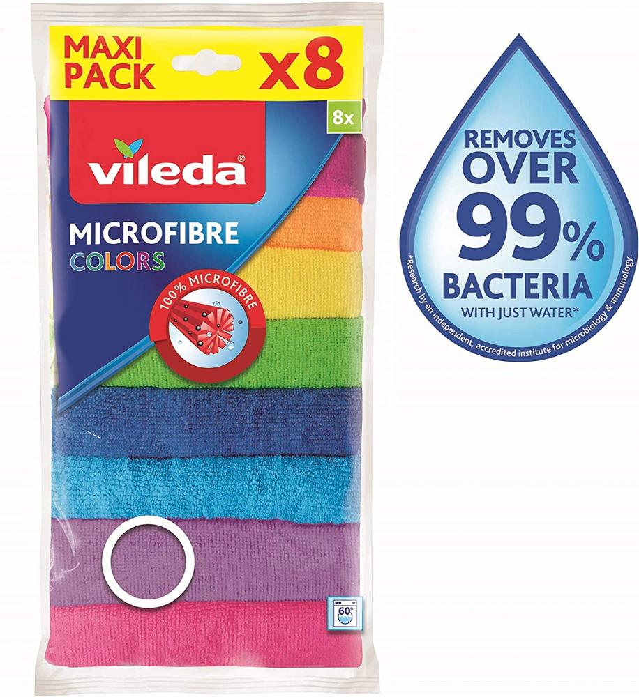 Vileda / Wiping cloth, Microfiber, All-purpose, 8 pcs royalford royalbright microfiber cleaning rags multicolor 5 pcs