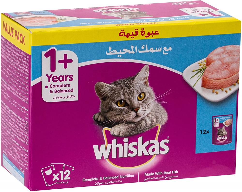 Whiskas / Cat food, Ocean fish adult, 12 x 2.8 oz (80 g) a little cat planting fish