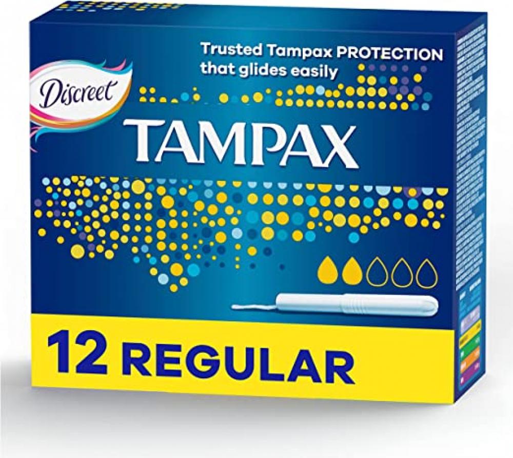 Tampax / Sanitary napkins, Regular tampons with applicator, x12 aka furry tied waist mid length coat black reliable quality cost effective winter style comfortable fabric new generation long