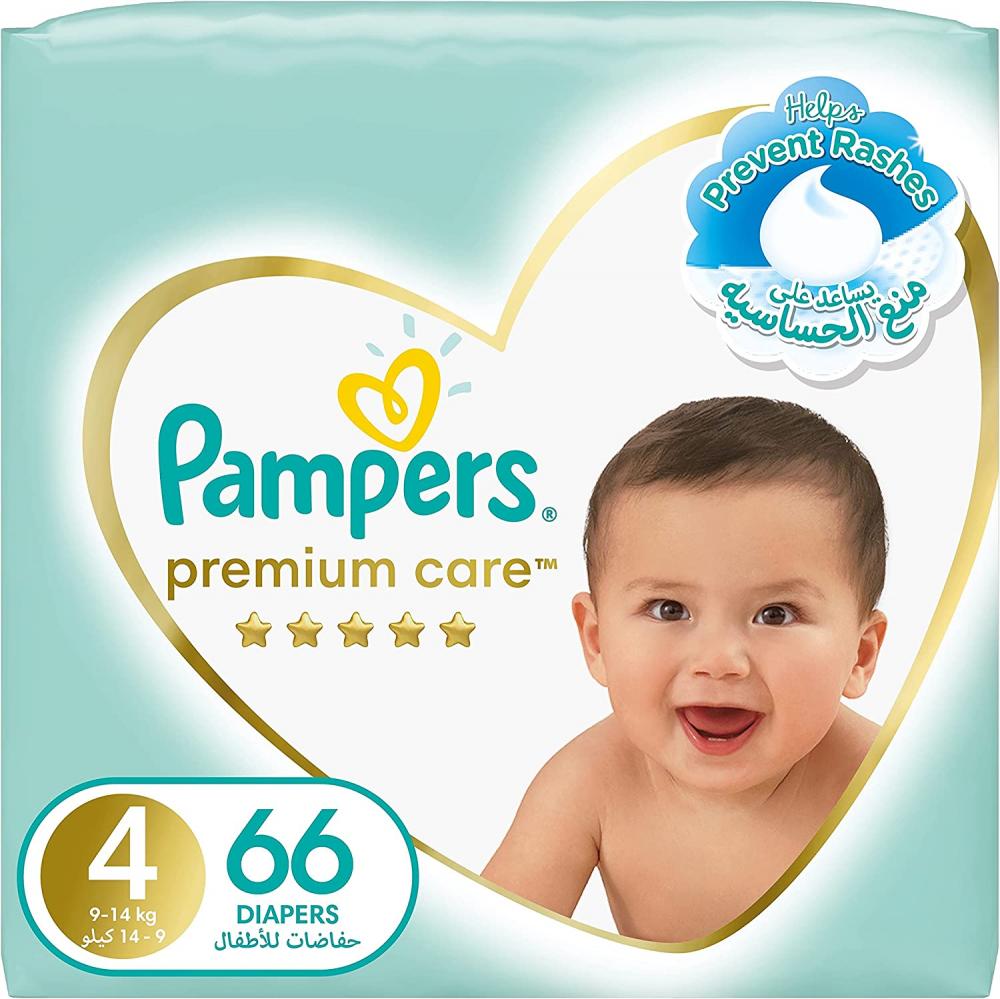 Pampers / Baby diapers, Premium care , Size 4, 20-30.8 lbs (9 - 14 Kg), 66 pcs pampers premium care taped baby diapers size 6 13 kg 42 pieces