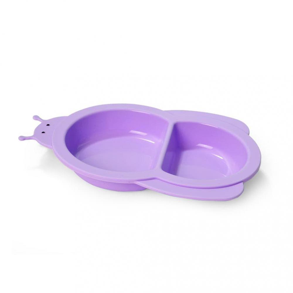 Fissman Silicone Divided Bowl For Kids Purple 340ml fissman mixing bowl stainless steel 18 10 inox 304 with non slip silicone base and purple lid purple silver 1 5l