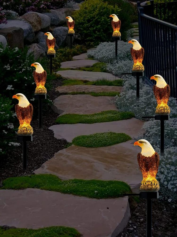 Eagle Figurine Garden Solar Stake Light Decoration(Pack of 10) unihoms full hd battery built in with solar panel full color night vision wide angle