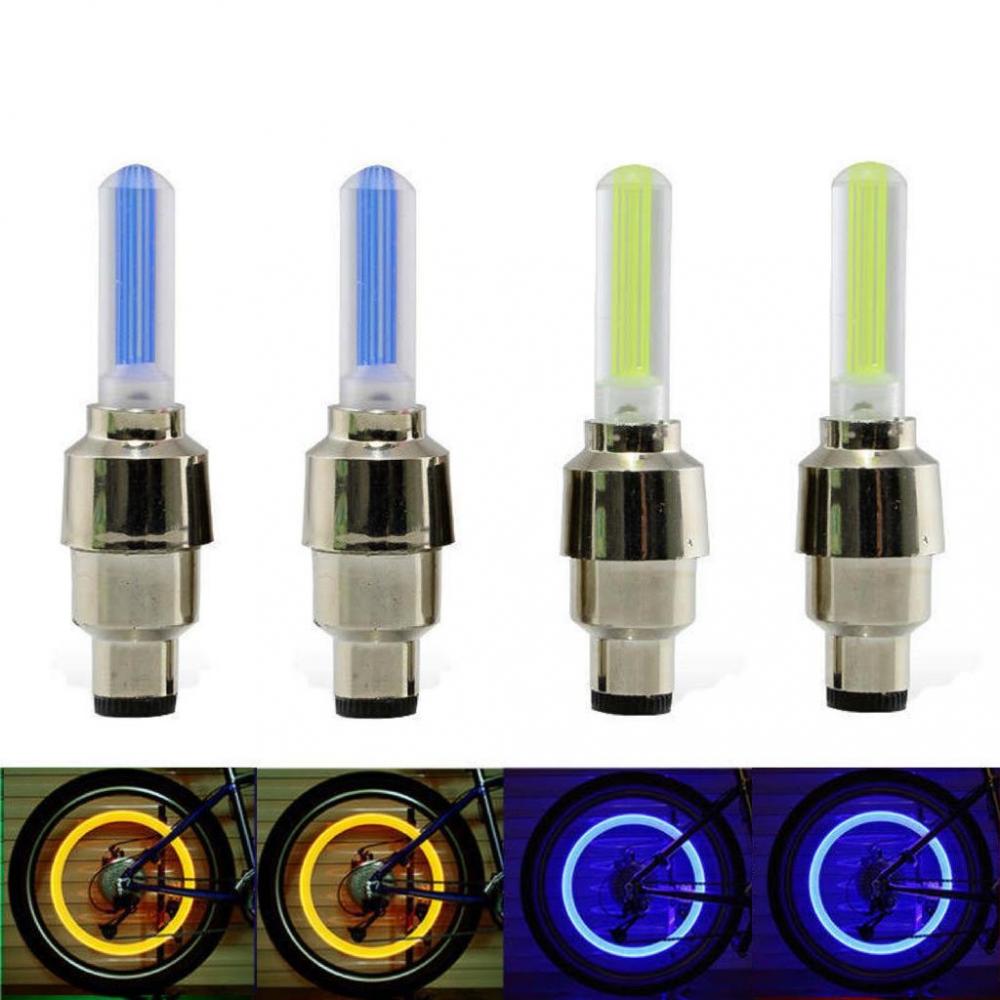 4Pcs LED Wheel Lights -Bike Tire Valve Stem Neon Light Bulb for Car Motorcycle Tyre Dust Cap 1 2 pcs led motorcycle turn signals light 12 smd tail flasher flowing water blinker ip68 bendable flashing lights