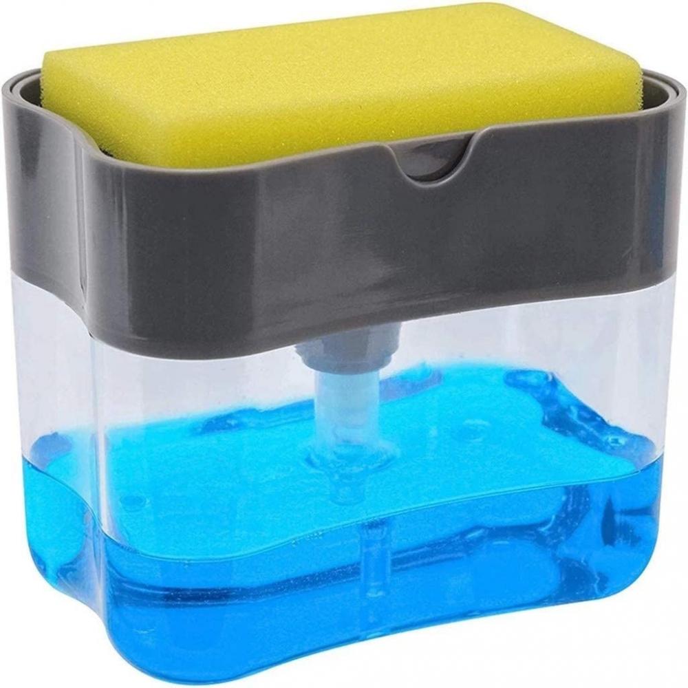 Soap Dispenser Soap Pump \& Sponge Caddy 2-in-1 Dish Dispenser With Sponge Dishwashing Soap Holder Sponge Rack 13 oz. фотографии