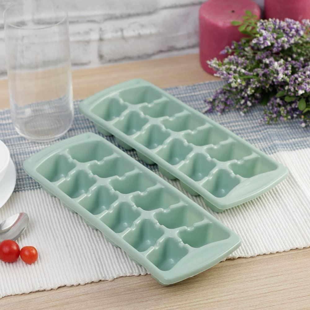 Ice Cube Trays - Dishwasher Safe, Ice Cube Speeder, Easy Release, 12 Slot, 2pack (Green) silicone flexible 14 ice cube trays set with spill resistant stackable ice tray with covers removable lid ice cube maker for cocktail freezer includin
