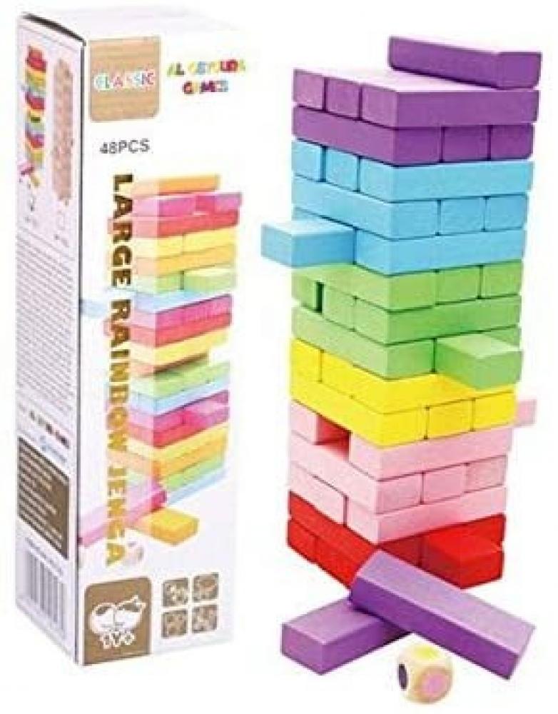 цена Educational Toys Rainbow Jenga Wooden