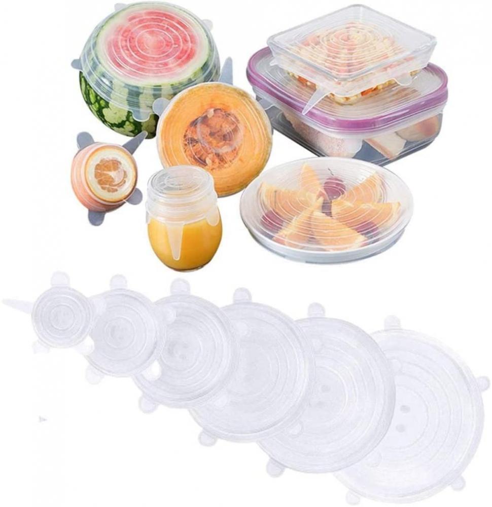 6 Pack Silicone Stretch Lids Silicone Stretch Fresh Food Cover BPA-Free Stretch Lid Various 6 12 18 24 pcs silicone cover stretch lids reusable airtight food wrap covers keeping fresh seal bowl stretchy wrap cover