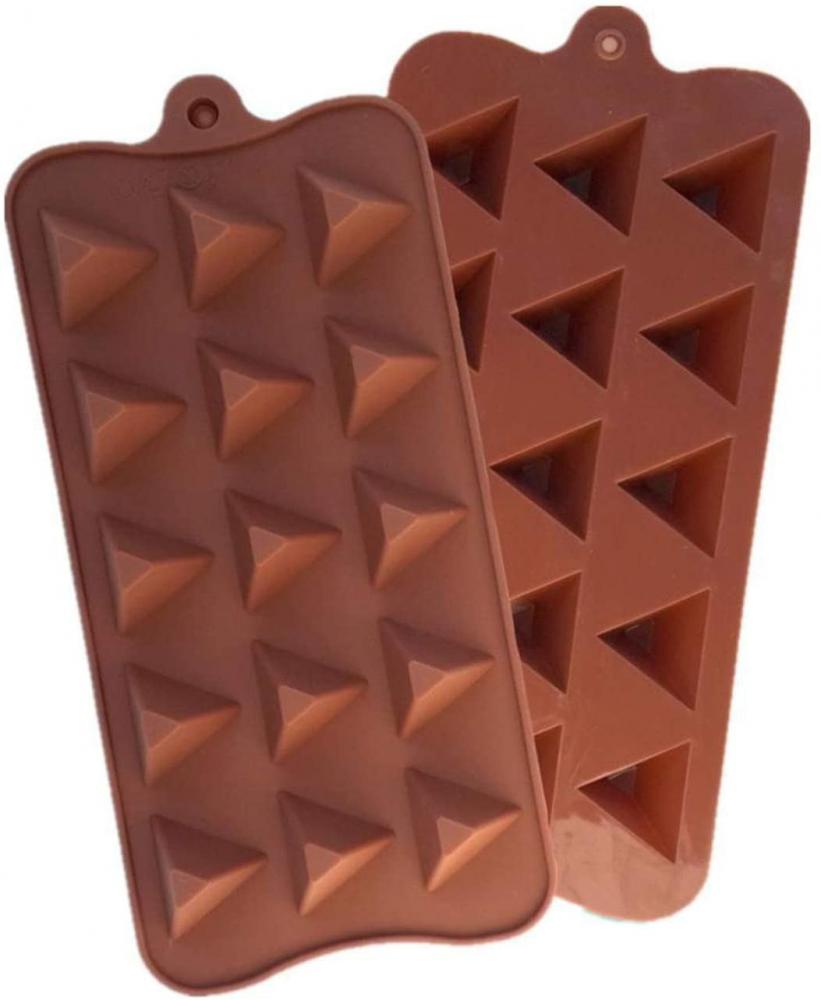 цена By BBstore 3D Triangle Pyramid Shapes 2pcs Fondant Silicone Molder For Chocolate, Candle, Candies And Jelly
