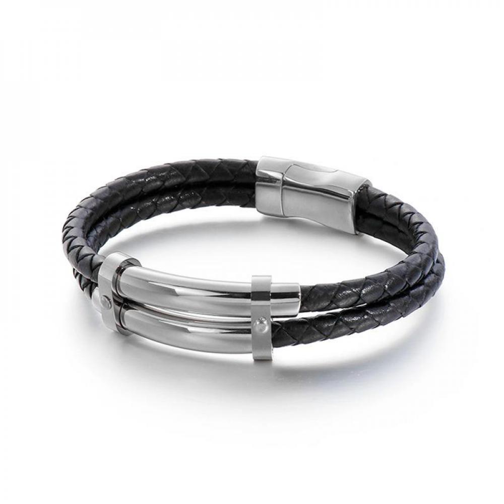 LEE COOPER Men's Stainless Steel Black Bracelet - LC.B.01096.631 lee cooper women s stainless steel gold bracelet lc b 01248 110