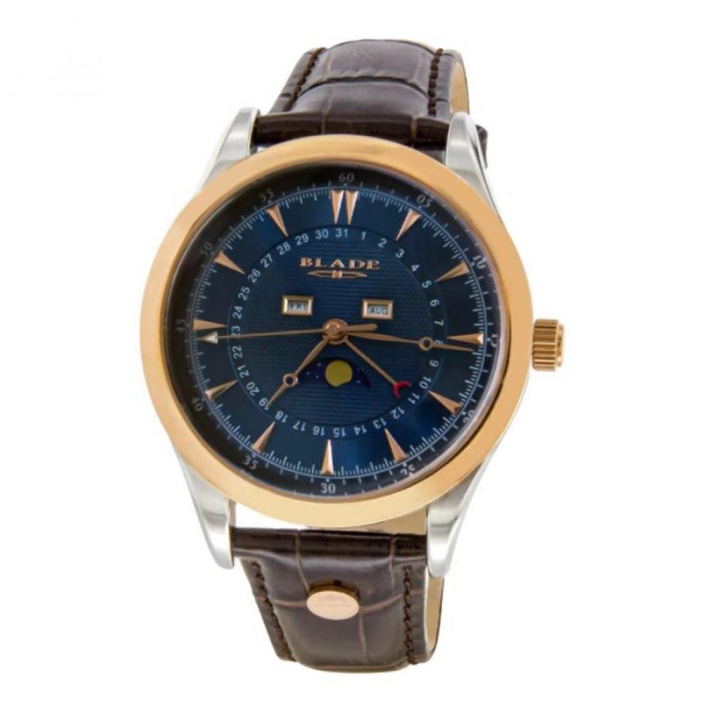 BLADE Belair 3618G1UBO TT PVD Rose SS Case Brown Leather Men's Watch цена и фото