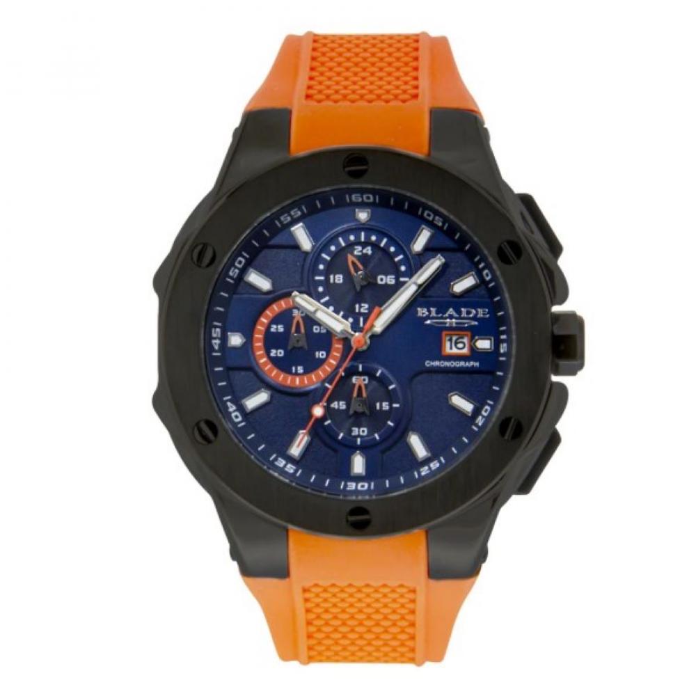 BLADE Bolt 3584G5ABA PVD Case Orange Silicone Strap Men's Watch water resistant electronic watch waterproof led electronic watch with adjustable silicone strap square earth dial ideal for kids