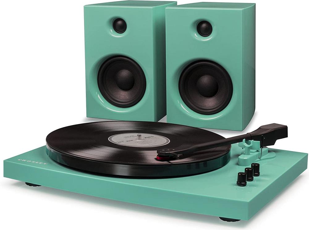 CROSLEY / Turntable System, Stereo Speakers, 2-Speed, Bluetooth, T100, Turquoise crosley turntable with software for ripping