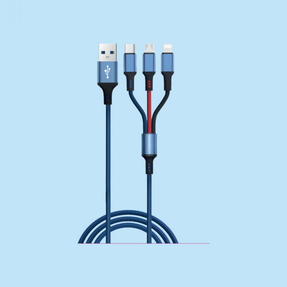 цена LYCKA Tcord, 3in1 NylonQuick Charging cable