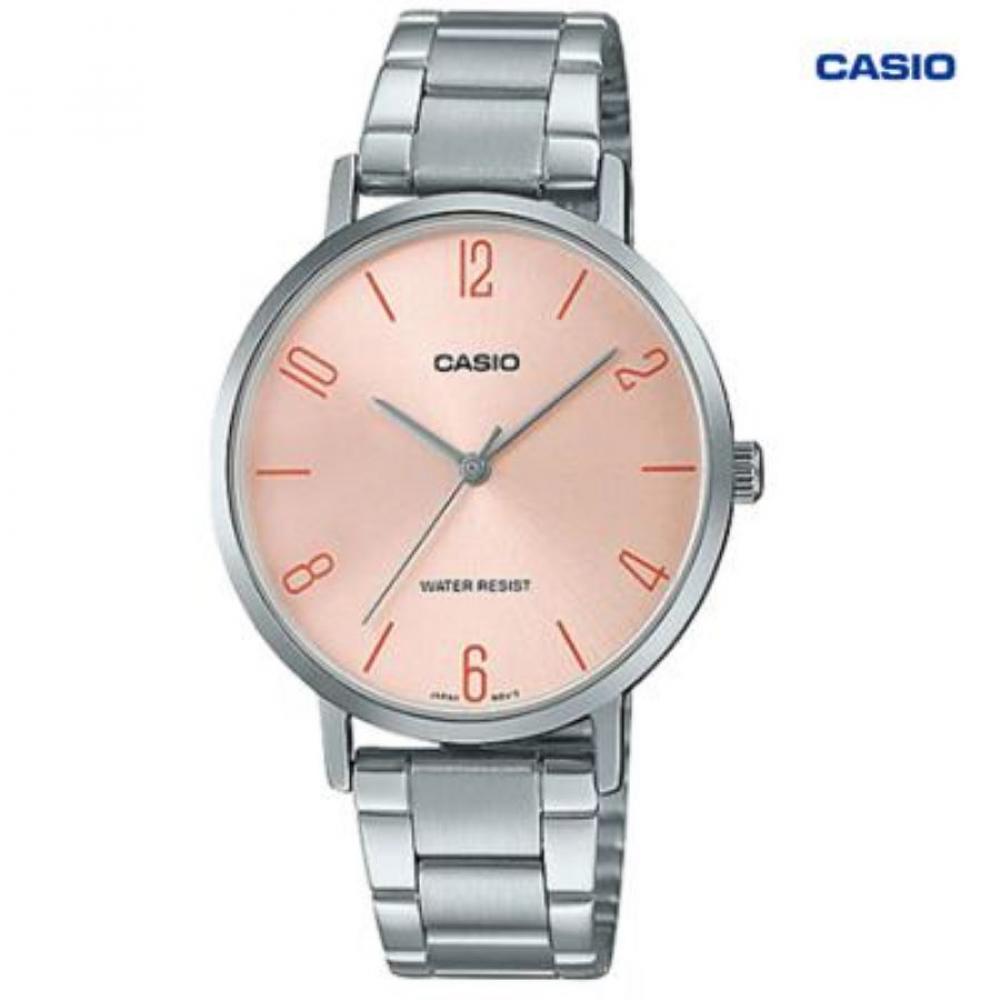 цена CASIO Women's Water Resistant Analog Watch LTP-VT01D-4BUDF - 40 mm - Silver
