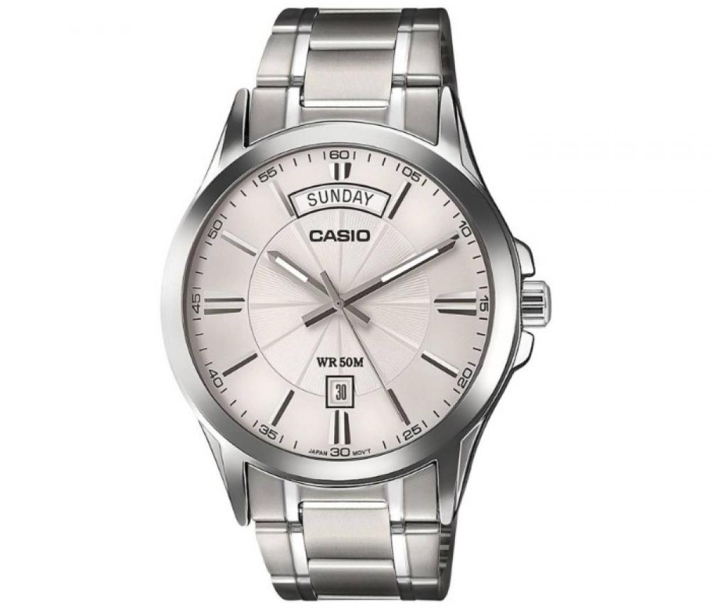 CASIO Men's Enticer Analog Watch MTP-1381D-7A - 47 mm - Silver silver dial men custom nugget watch bracelet set simulated diamond analog 43mm flamboyant ultra bling watch set