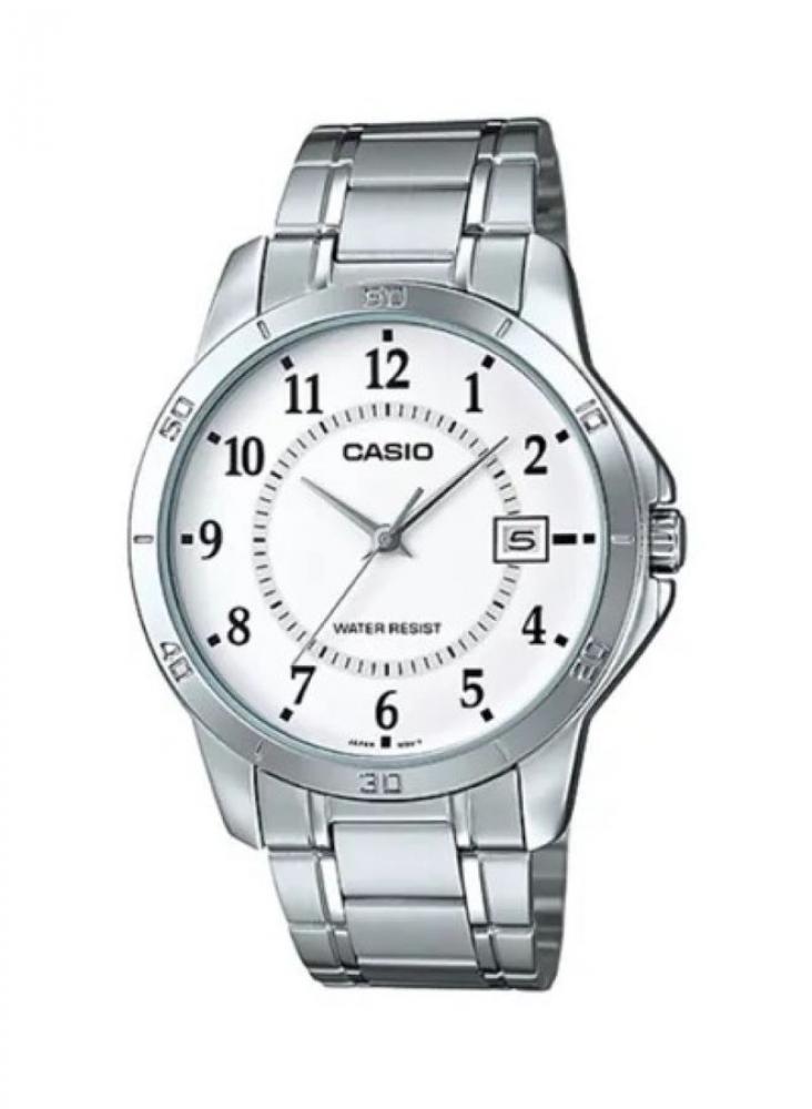 casio stainless steel analog wrist watch mtp 1374d 5avdf CASIO Men's Water Resistant Analog Watch Mtp-V004D-7BUDF - 40 mm - Silver