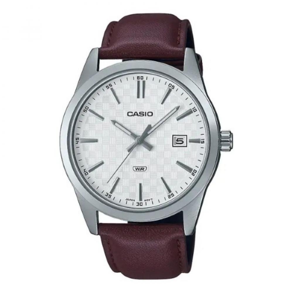 casio round shape analog leather strap wrist watch mtp vd02bl 5eudf 41mm brown CASIO Men Watch MTP-VD03L-5AUDF