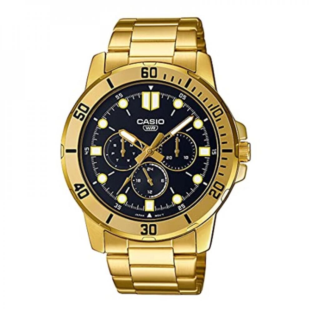 цена CASIO Men's Multifuntion Water Resistant Quartz Watch MTP-VD300G-1EUDF - 49 mm - Gold