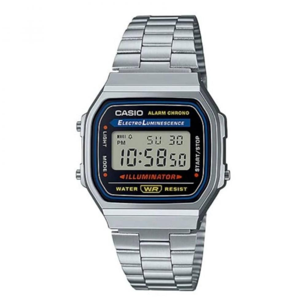 CASIO Men's Stainless Steel Digital Watch A168WA-1WDF - 36 mm - Silver classic stainless steel bangle luxury cuff bracelets men fashion titanium steel type c twisted roman numeral bangle for men