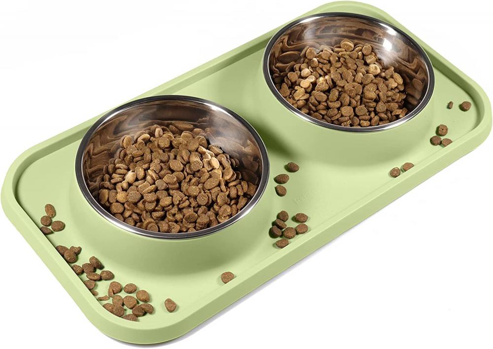  L.D.Dog / Food bowls for cats and small size dogs, Non-skid and non-spill silicone mats with stand