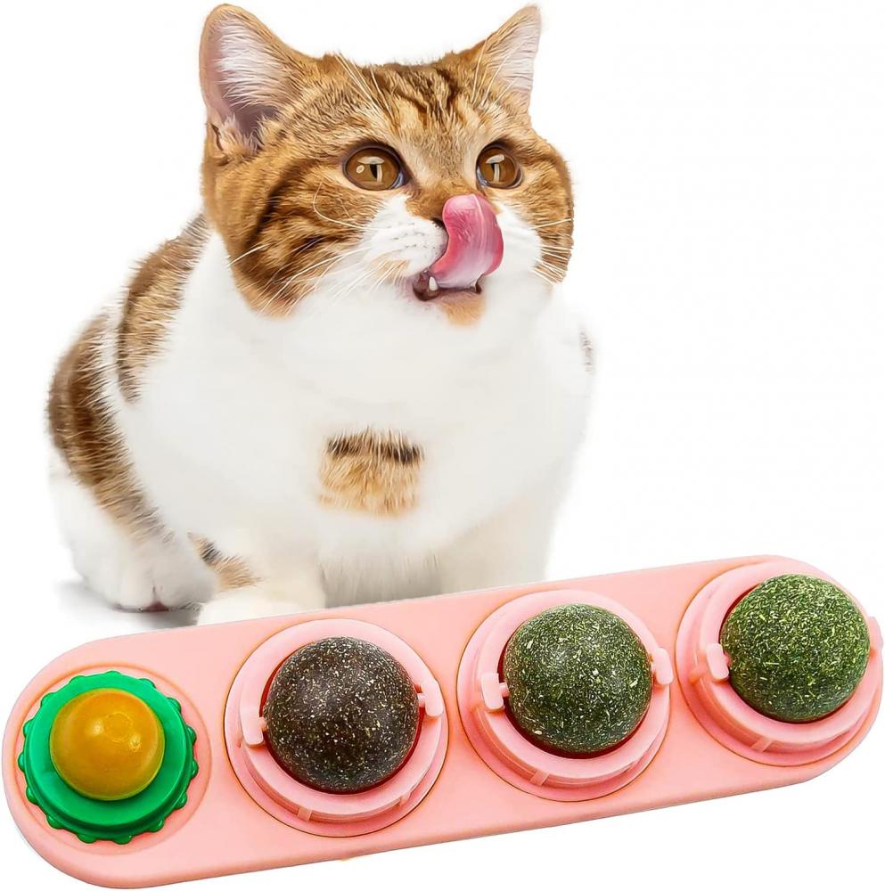 Catnip balls, 4 in 1 pure natural cat mint leaf rotating interactive cat toys, For teeth cleaning cat egg jumping wireless remote control g spot vibrator electric vagina gegel exercise geisha ben wa balls sex toys for woman
