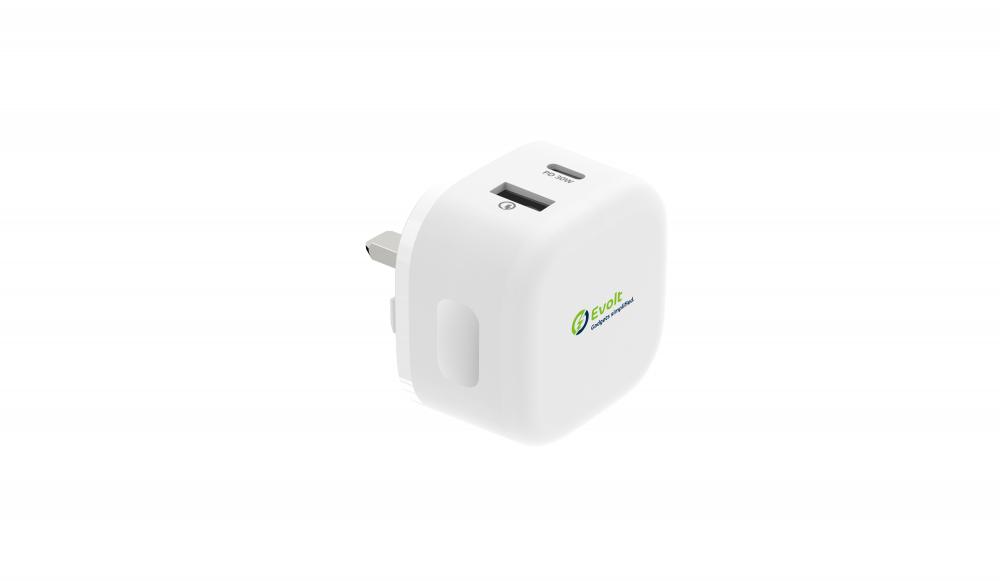 цена Evolt TC-200 30W PD Dual USB Travel Charger with Cable
