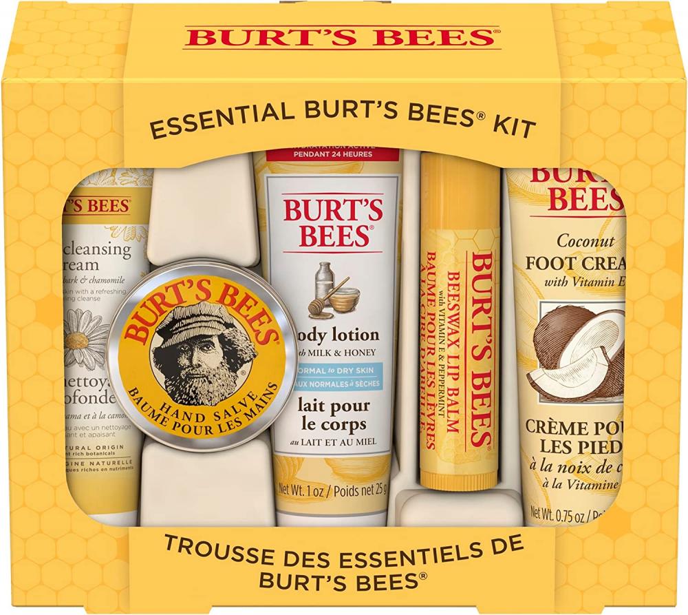 Burts Bees Essential Burts Bees Kit by Bur'ts Bees for Women - 5 Pc Kit 1oz Body Lotion with Milk and Honey, 0.3o