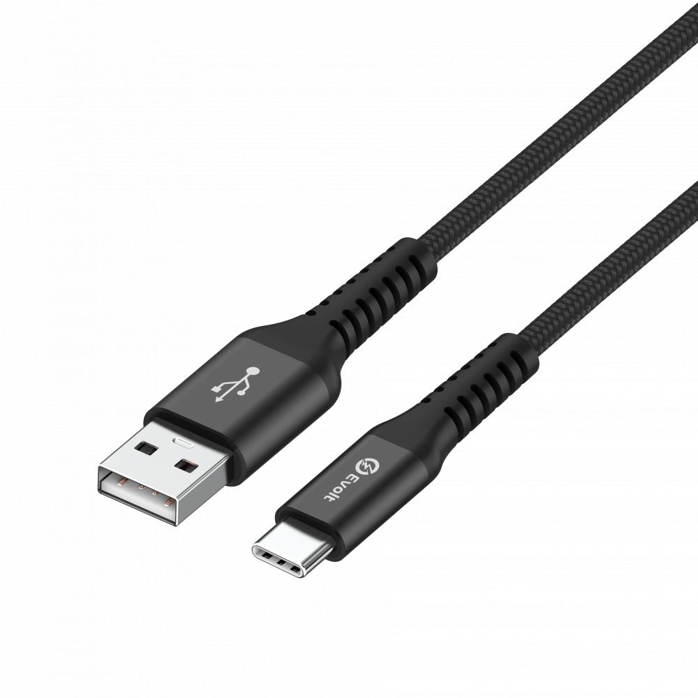 Evolt CBL-300 USB-A to Type-C Fast Charge \& Sync Tangle-free fishing net wire braided cable, Supports quick charging, 30,000x bend-tested Cable 1.2M 10 pcs car auto wire cable plug connector strip terminal connection clamp block no soldering connector two wire inter plug 12v