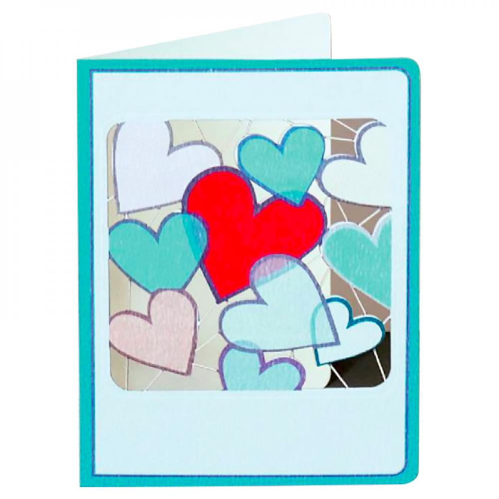Multicoloured Hearts Card