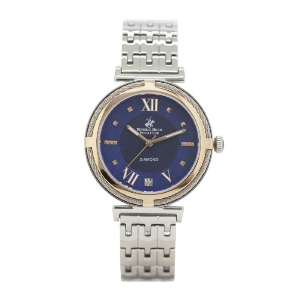 Beverly Hills Polo Club, BP3222X.590, Womens Analog Watch, Blue Dial Stainless-Steel Strap citizen women s silver analog metal strap watch el3040 55l