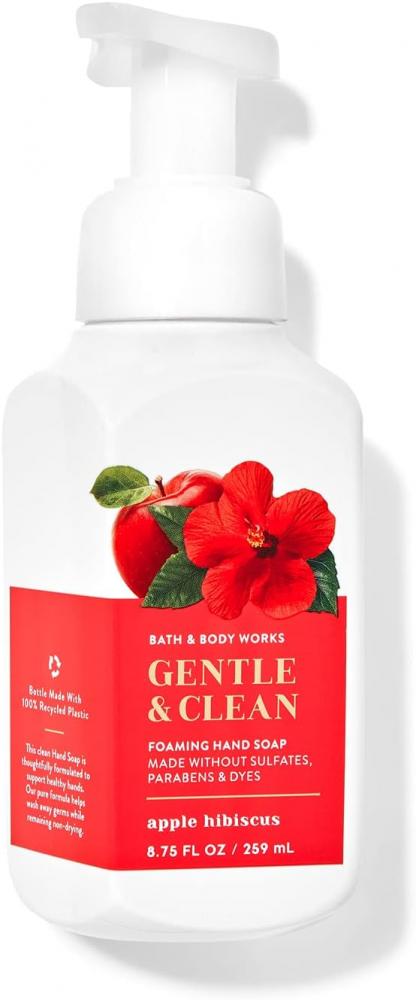 Bath & Body Works Gentle & Clean Apple Hibiscus Gentle Foaming Hand Soap with Essential Oils 259ml - A JUICY, FLORAL BLEND OF APPLE NECTAR, HIBISCUS A 3pcs scented bath body heart rose petal wedding gift favor colors flower soap