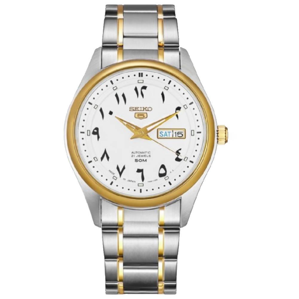 SEIKO 5 AUTOMATIC WHITE DIAL MEN'S WATCH SNKP22J1 gold dial men custom nugget watch bracelet set simulated diamond analog 43mm flamboyant ultra bling watch set